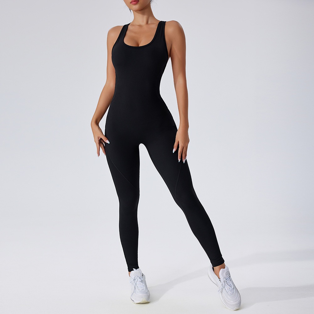 Áo liền quần nữ phong cách Âu Mỹ hở lưng quyến rũ khô nhanh tập gym yoga nhiều màu