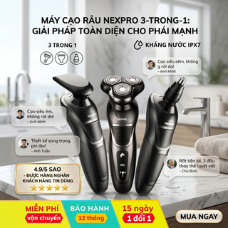 máy cạo râu ,máy cạo râu mini đa năng cạo râu sát, êm, mua 1 được 3 - kháng nước IPX7