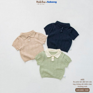 Áo polo len dệt kim cộc tay mùa hè Hokiha vải len dệt kim mềm mại, thoáng mát cho bé từ 8-17kg A93