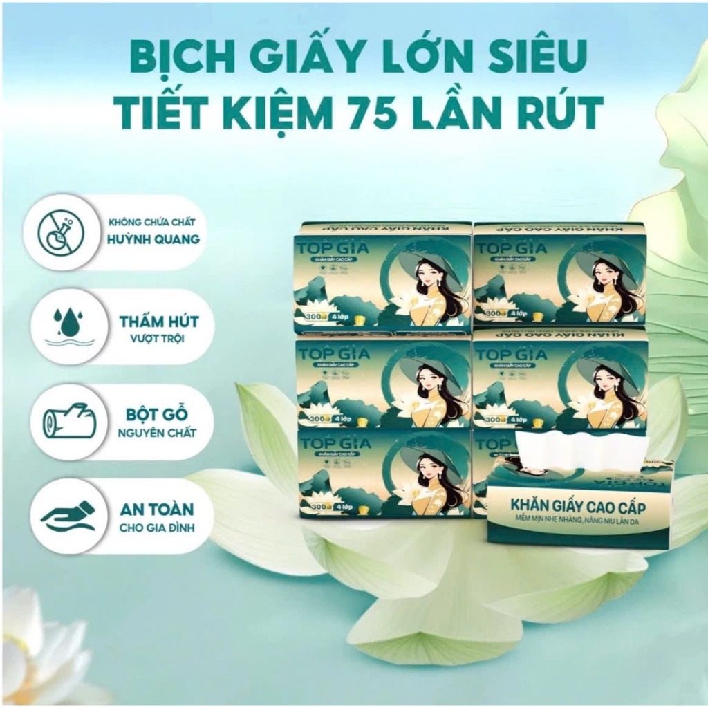 [Thùng 20 Gói] Khăn Giấy ăn Sắc Việt TOPGIA – Giấy Ăn 4 Lớp Dày Mịn, An Toàn Cho Gia Đình