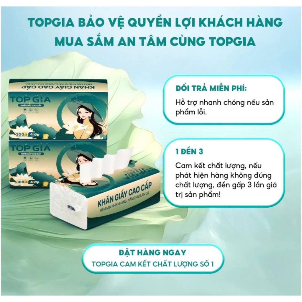 [Thùng 20 Gói] Khăn Giấy ăn Sắc Việt TOPGIA – Giấy Ăn 4 Lớp Dày Mịn, An Toàn Cho Gia Đình