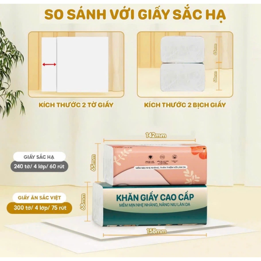 [Thùng 20 Gói] Khăn Giấy ăn Sắc Việt TOPGIA – Giấy Ăn 4 Lớp Dày Mịn, An Toàn Cho Gia Đình