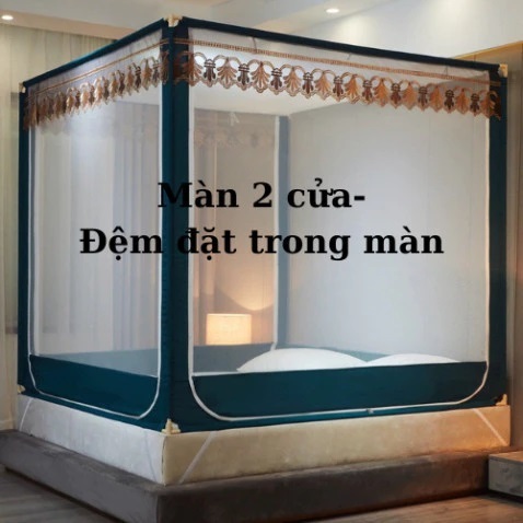 Màn Khung Không Khoan Tường 2 Cửa Cao Cấp | Mùng Chống Muỗi Khung Inox Chắc Chắn