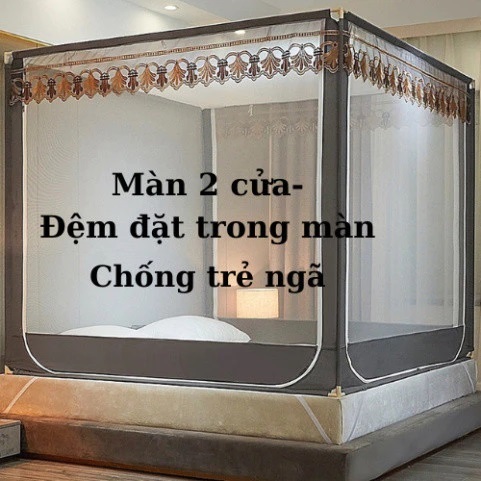 Màn Khung Không Khoan Tường 2 Cửa Cao Cấp | Mùng Chống Muỗi Khung Inox Chắc Chắn