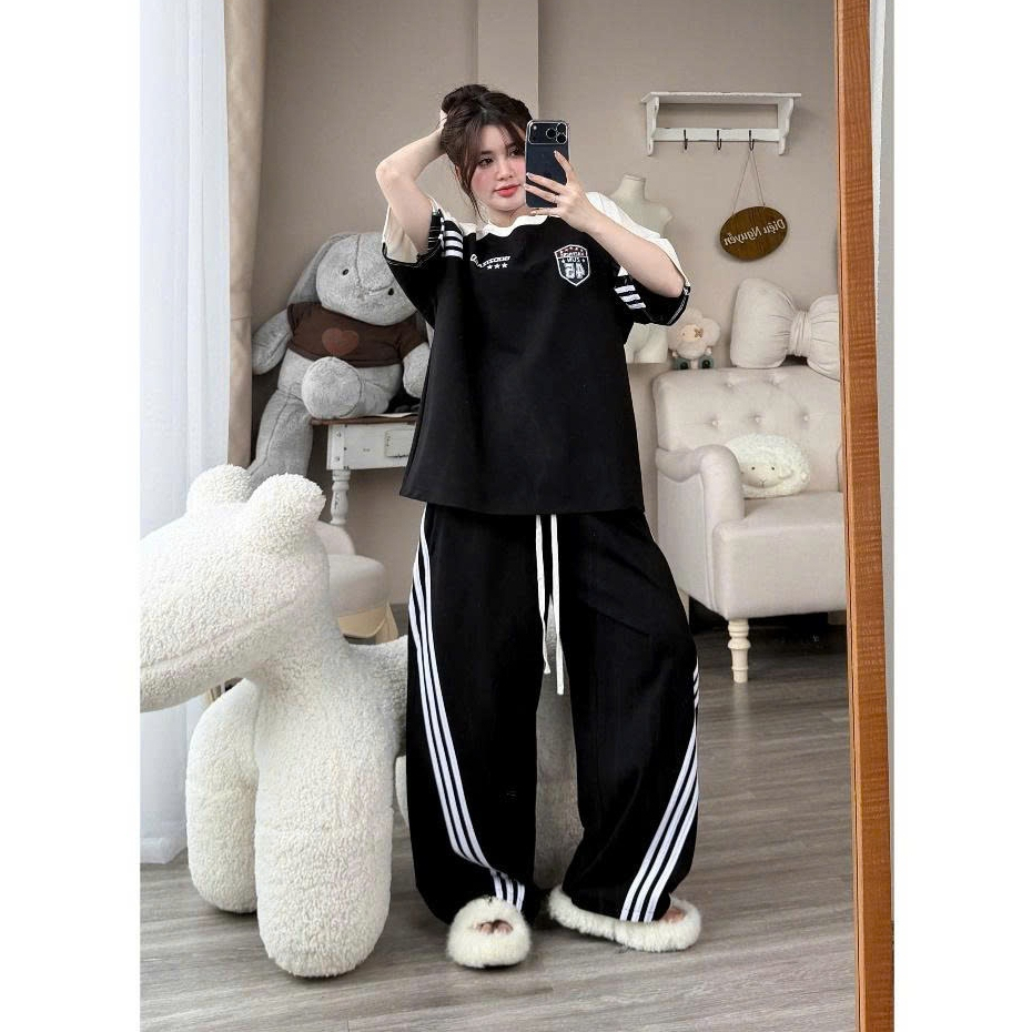 Sét Áo Thun Thêu Good Số 24 Phối Viền Chéo Đỏ Cá Tính Chất Liệu Thun Cotton Mềm Mát
