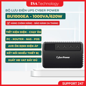 Bộ lưu điện UPS CyberPower BU1000EA -1000VA/620W bảo vệ thiết bị điện PC, Nas, router, máy tính tiền