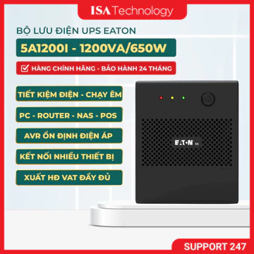 Bộ lưu điện UPS Eaton 5A1200I (1200VA/650W) ổn định điện, bảo vệ PC và thiết bị điện router, nas
