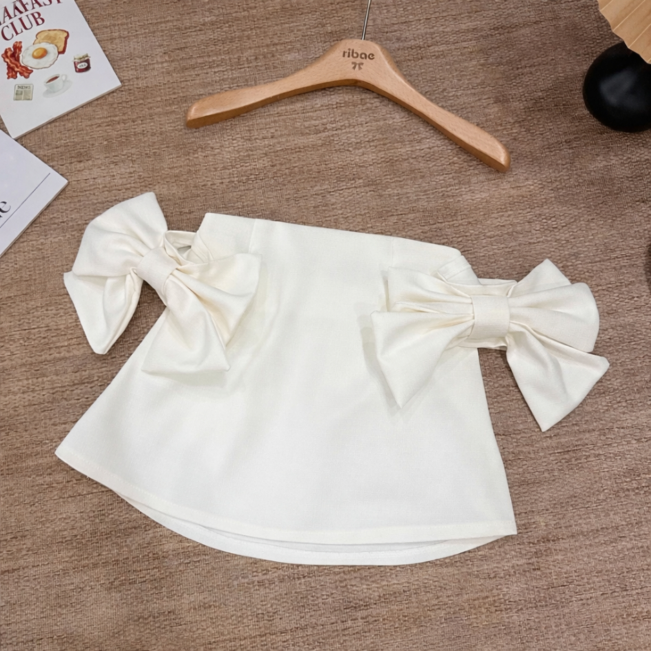Áo quây dạ tex đính nơ phối 2 màu  phong cách tiểu thư xinh xẵn TẤM A93