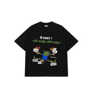 Áo thun meme " ôi hay cuộc đời này" unisex from oversize nam nữ, chất thun 250gsm