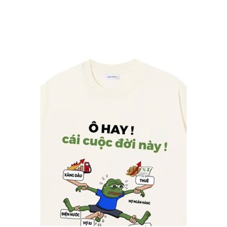 Áo thun meme " ôi hay cuộc đời này" unisex from oversize nam nữ, chất thun 250gsm