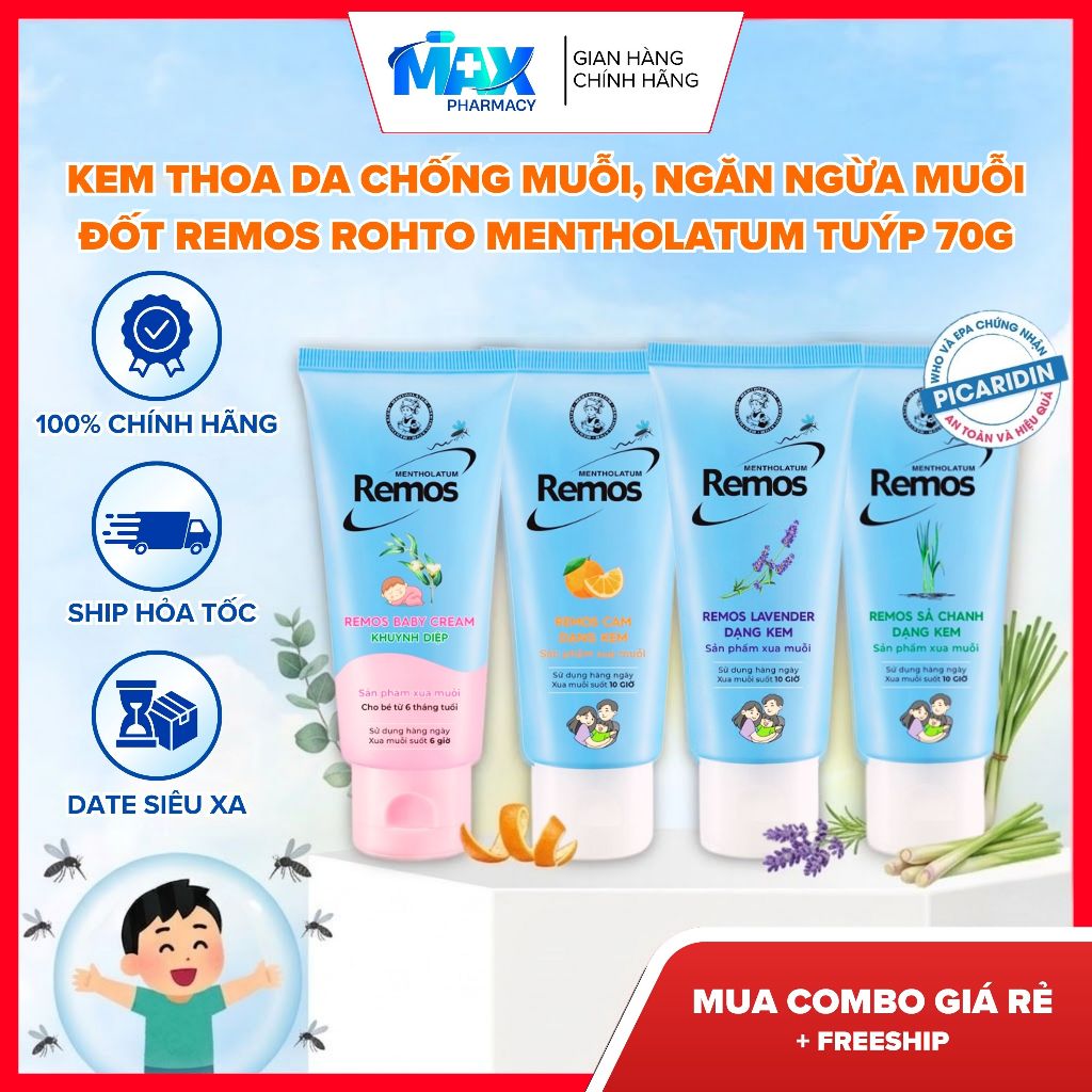 Kem thoa da chống muỗi, ngăn ngừa muỗi đốt Remos Rohto Mentholatum tuýp ...