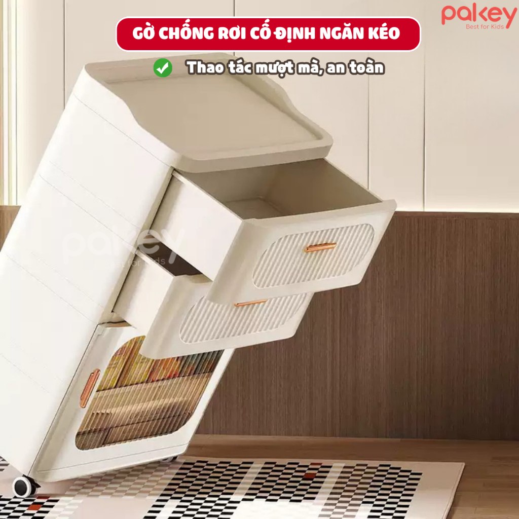 Tủ Nhựa Đựng Đồ Dùng Khô Đa Năng Kính Trong, Tủ Nhựa Gấp Gọn Lắp Đặt Dễ Dàng Có Bánh Xe Di Chuyển Tiện Lợi