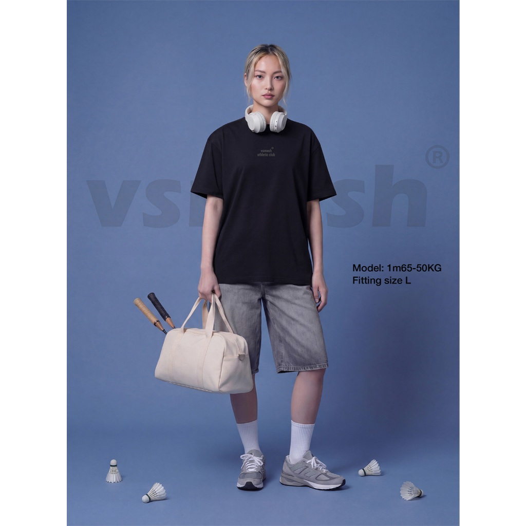 Áo Thun Cầu Lông Unisex Vsmash Sportwear "BLACK & WHITE Court" in Trame– Vải Bông Em Bé Mềm Mịn, Thoáng Mát,Thấm hút