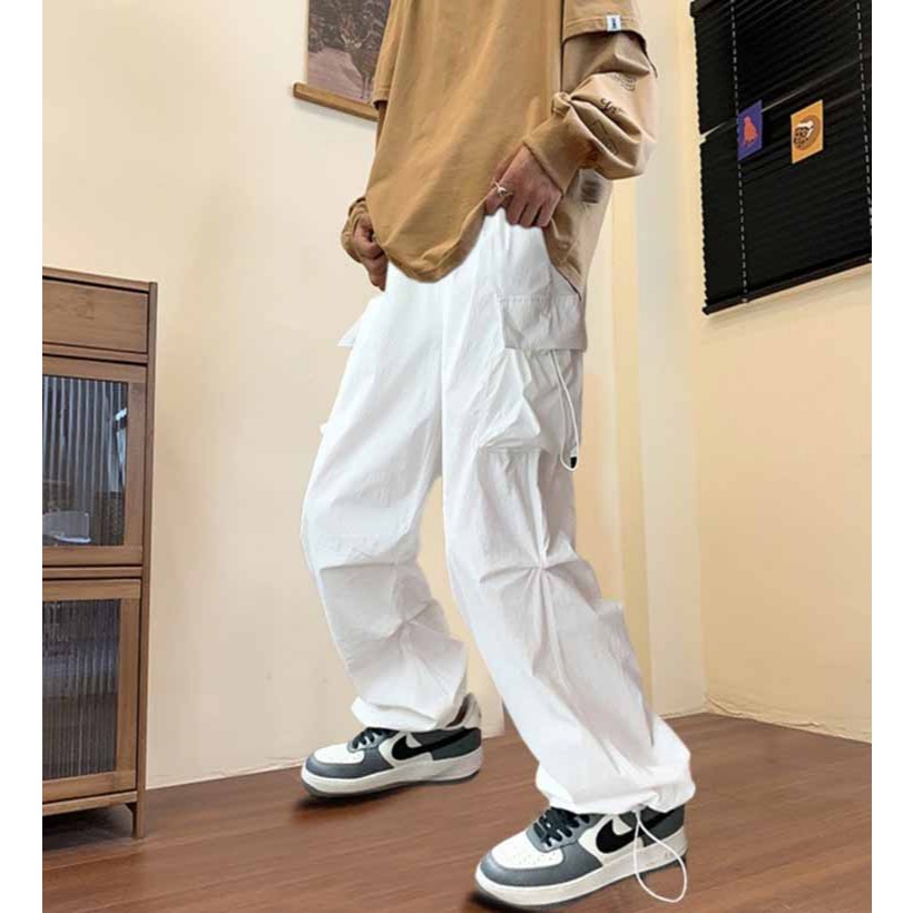 Quần Jocker Nam, Quần Kaki TÚI HỘP KIỂU JOGGER DÀI MÀU ĐEN PHỐI DÂY HỘP RÚT K1