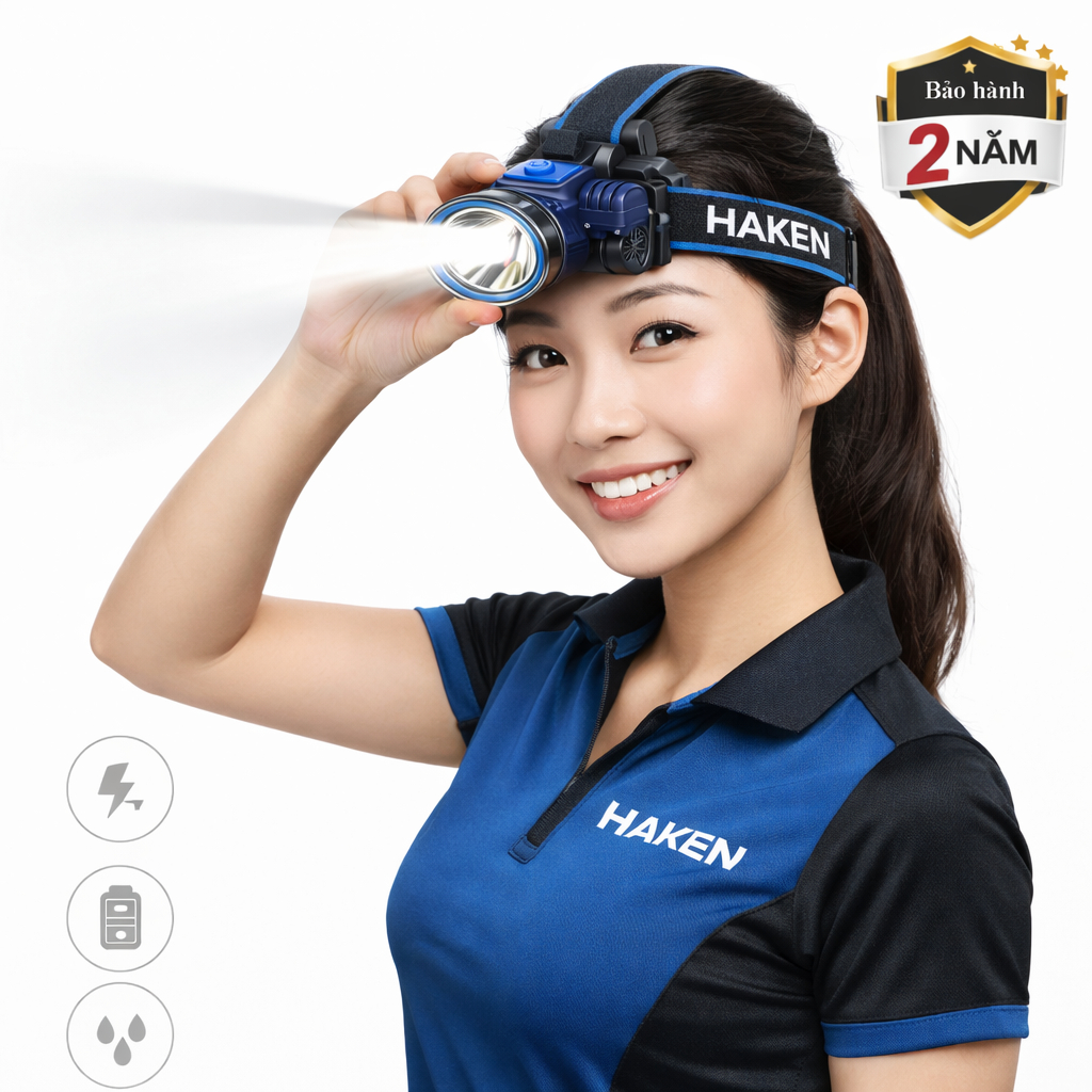 Đèn Đội Đầu Siêu Sáng HAKEN HK-HL09 5W/8W – Pin Trâu, Sạc USB, Chống Nước, Đeo Đầu Tiện Lợi