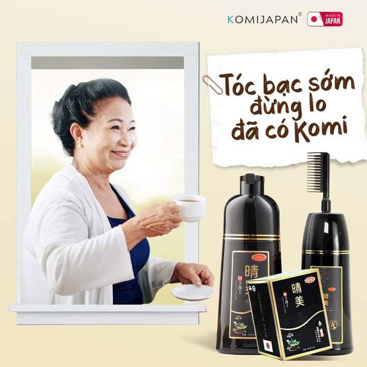 Dầu Gội Tinh Chất Nhân Sâm Thủ Ô Phủ Đen Tóc Bạc Komi Nhật Bản