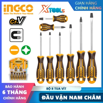 Bộ tua vít đa năng 8 chi tiết INGCO HKSD0828, bộ tuốc nơ vít thép Cr-V siêu cứng, chống rỉ, viết, bộ tô vít đa năng