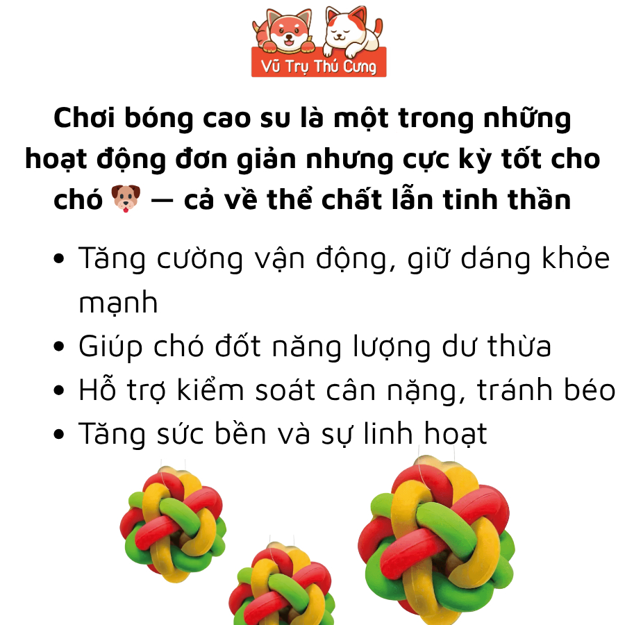 Đồ Chơi Cho Thú Cưng Banh Cao Su Đan 3 Màu Doggyman