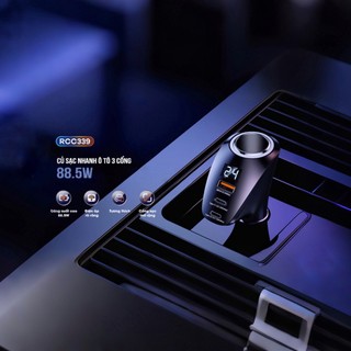 Tẩu sạc dành cho ô tô Remax RCC339 công suất 88.5W 1 cổng usb & 2 typec - Tích hợp tẩu nối đầu cái