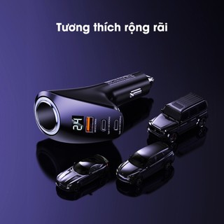 Tẩu sạc dành cho ô tô Remax RCC339 công suất 88.5W 1 cổng usb & 2 typec - Tích hợp tẩu nối đầu cái