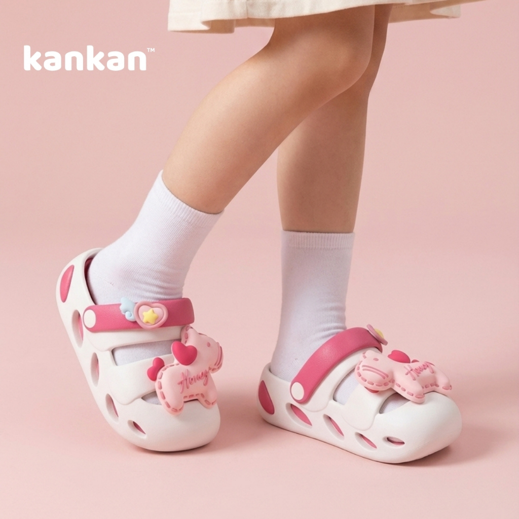 Sandal Cho Bé Gái KanKanStore Xăng Đan Trẻ Em Đính Kèm Sticker Pony KA113