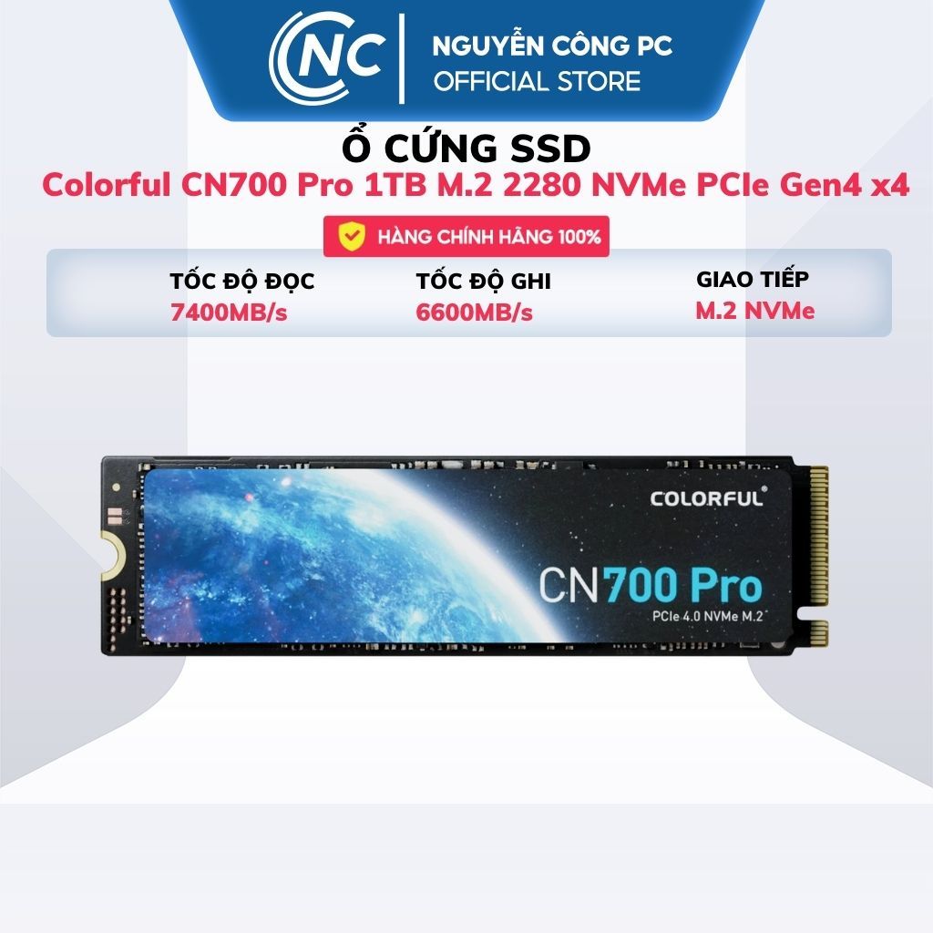 Ổ Cứng SSD Colorful CN700 Pro 1TB M.2 2280 NVMe PCIe Gen4 x4 - BH