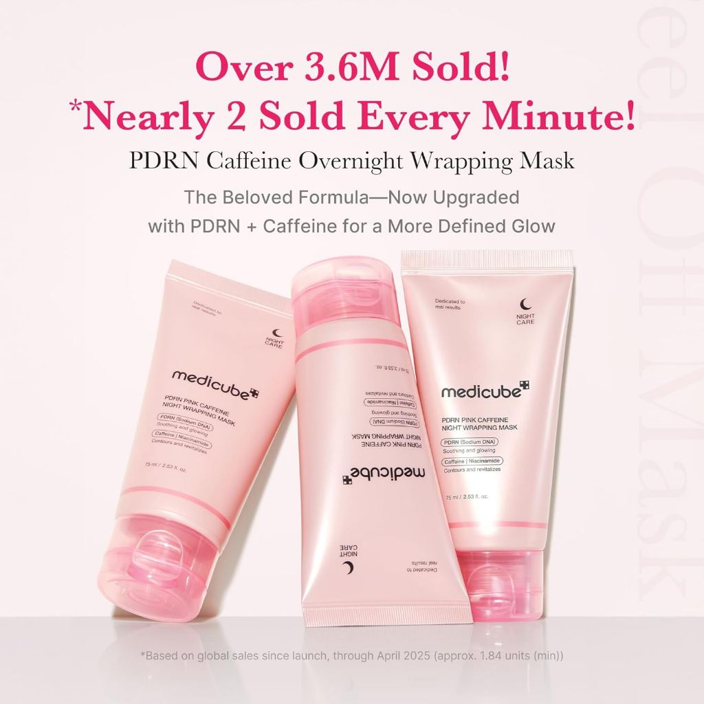 Mặt Nạ Ngủ Medicube PDRN Pink Caffeine Night Wrapping Mask 75ml– Dưỡng Ẩm, Phục Hồi Da, Giảm Thâm, Sáng Da Ban Đêm