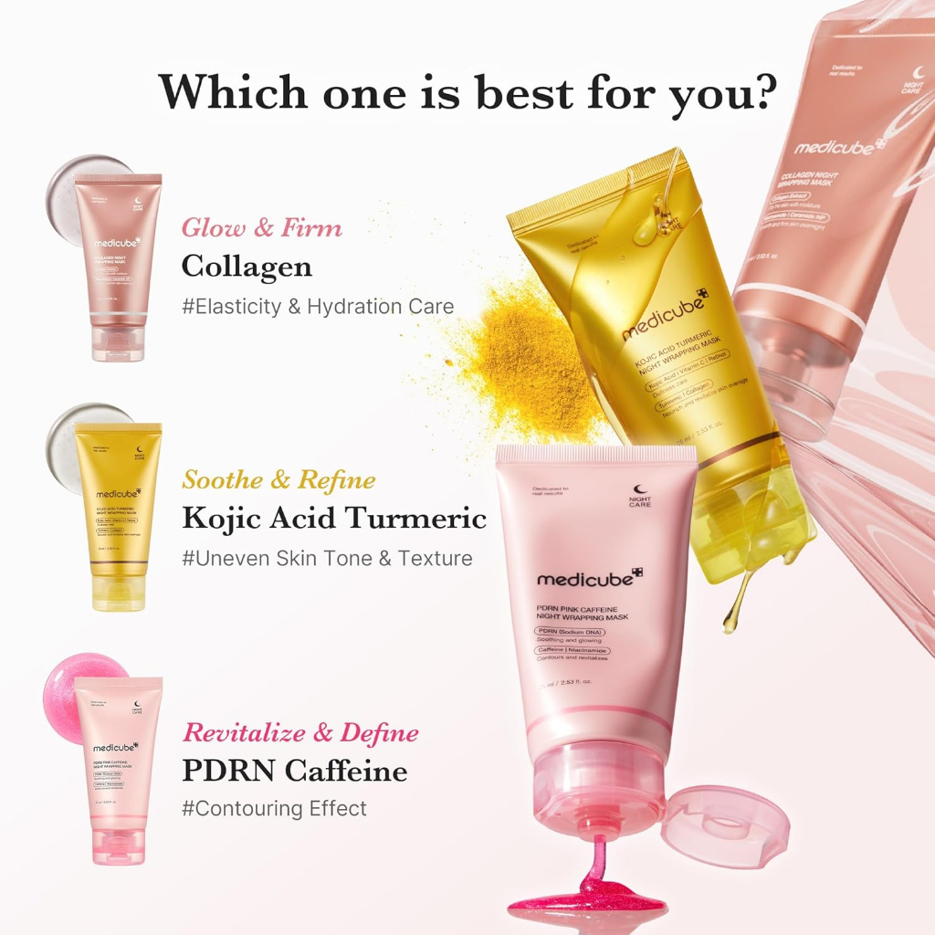 Mặt Nạ Ngủ Medicube PDRN Pink Caffeine Night Wrapping Mask 75ml– Dưỡng Ẩm, Phục Hồi Da, Giảm Thâm, Sáng Da Ban Đêm