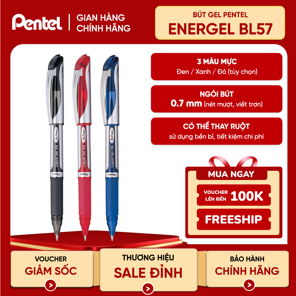 Bút Gel Pentel Energel BL57 - Bút Ký Tên Cao Cấp Mực Nhanh Khô Chính ...