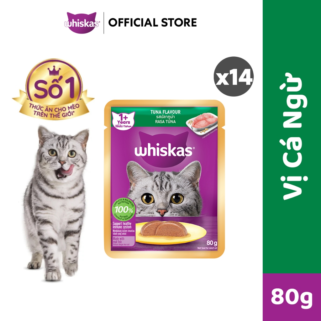 Thức Ăn Cho Mèo Lớn Dạng Sốt WHISKAS - 80g (14 gói)