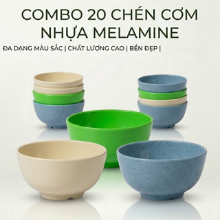 Combo 20 Chén Cơm Nhựa Melamine Cao Cấp, Bền Đẹp Không Bám màu