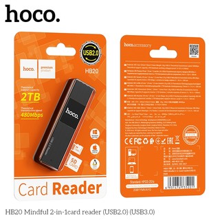 Đầu đọc thẻ nhớ 2.0 Hoco HB20 Mindful - hỗ trợ khe microSD/SD (Đen)