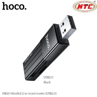 Đầu đọc thẻ nhớ 2.0 Hoco HB20 Mindful - hỗ trợ khe microSD/SD (Đen) - Phụ Kiện Nhất Tín