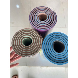 Thảm tập yoga, Thảm chất liệu TPE dày tập 8mm 2 lớp định tuyến