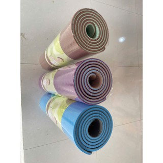 Thảm tập yoga, Thảm chất liệu TPE dày tập 8mm 2 lớp định tuyến