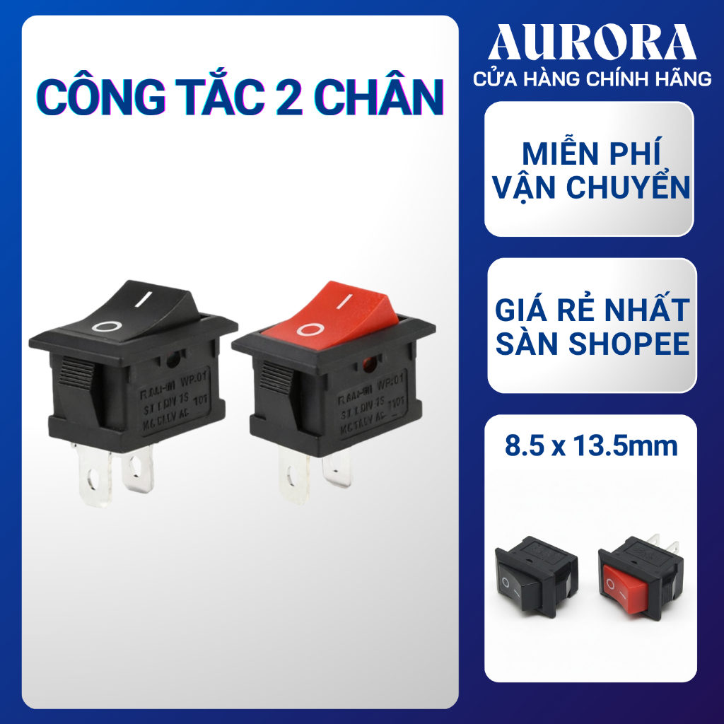 Công Tắc Bập Bênh KDC1-11 3A/250VAC 2 Chân - 8.5x13.5mm
