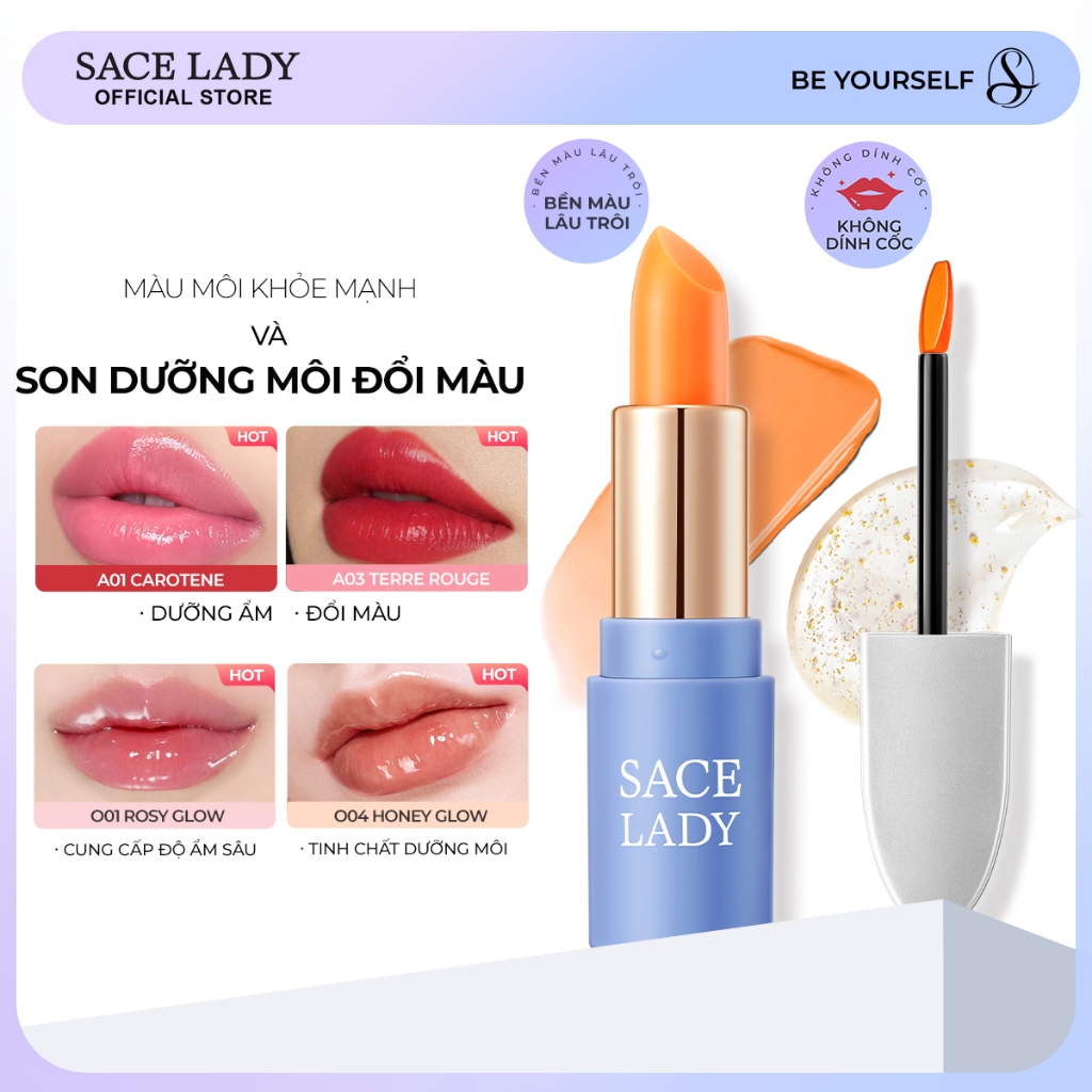Son Dưỡng Môi SACE LADY Thay Đổi Màu Sắc Dưỡng Âm 3.5g + Son Bóng Dưỡng Ẩm 3.3G