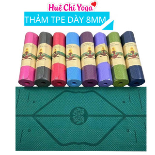 Thảm tập yoga, Thảm chất liệu TPE dày tập 8mm 2 lớp định tuyến