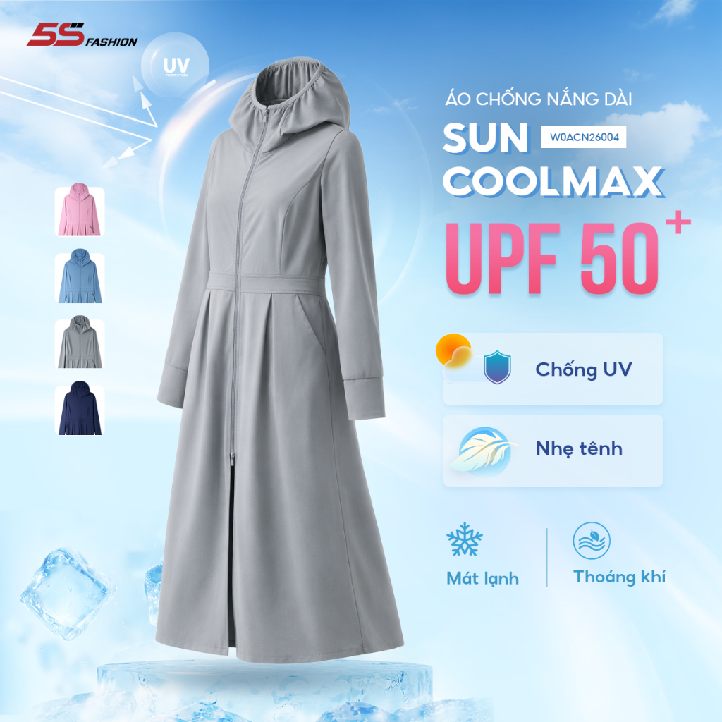 [OUTLET]Áo Khoác Chống Nắng Chống Nắng Nữ Dáng Dài 5S FASHION SUN-COOL Chống Nắng Tối Ưu, Nhẹ Mát W0