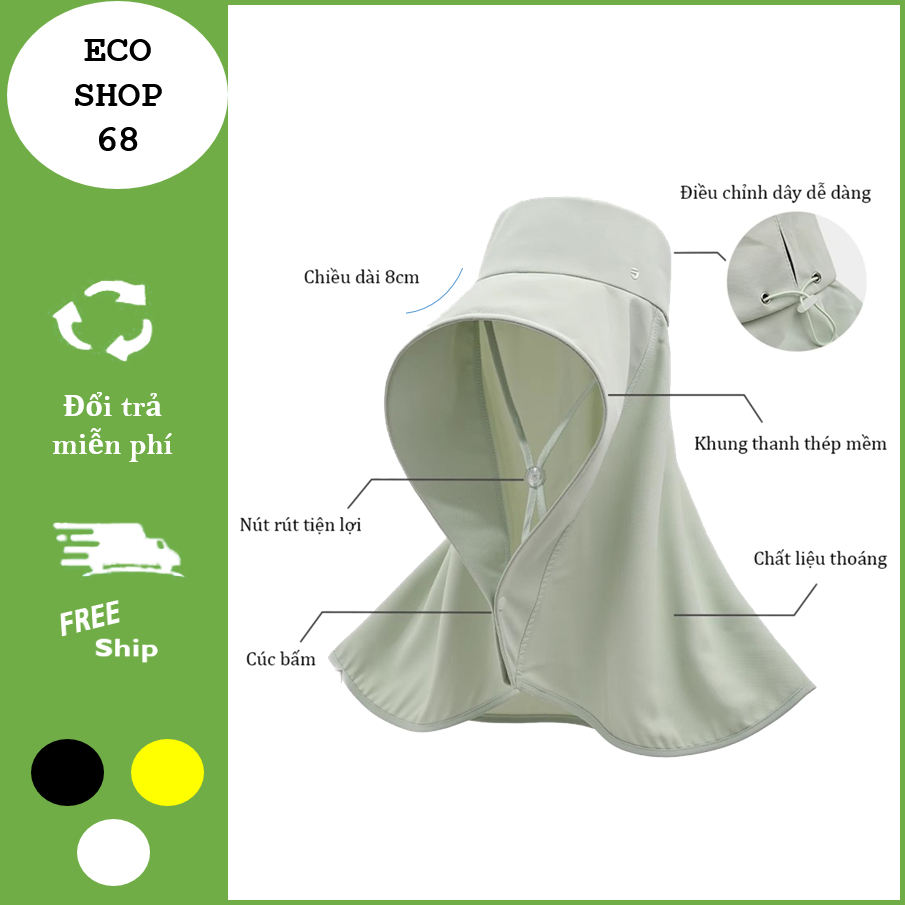 Mũ Chống nắng nữ nâng cấp vành rộng, Chống tia UV, Che nắng toàn diện, Chất liệu thoáng mát