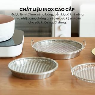SET KHAY LỌC DẦU INOX 304 SIZE 20CM,VỈ LƯỚI RÁO DẦU THỨC ĂN,Khay Đựng Đồ Chiên Rán Bền Đẹp