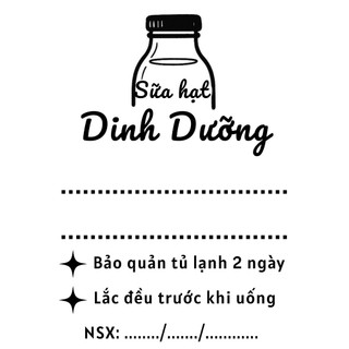 ROTI | 100 Tem trà sữa gạo rang, sữa bắp, chống thấm nước 100%, phù hợp ly chai nhỏ 200ml - 330ml, tem 5x3,5cm