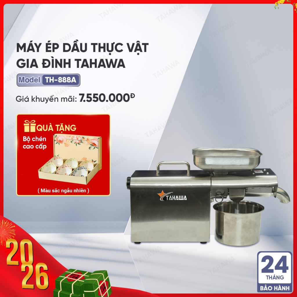 Máy Ép Dầu Thực Vật Cao Cấp TAHAWA Nhật Bản TH-888A -Bảo Hành chính hãng 2 Năm -Ép Dầu Nguyên Chất Tại Nhà,ép kiệt bã