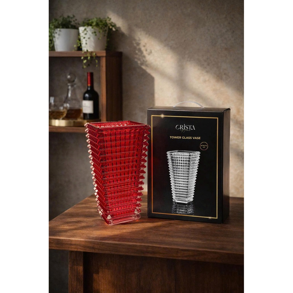 Bộ Cốc Bình Hũ Thủy Tinh Đỏ Ruby Crista Home Cao Cấp 280ml 350ml Bình 1L Lọ Hoa Hũ Mứt 3 Chân – Cốc Cao Cấp, Qùa tặng