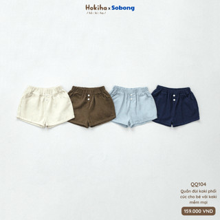 Quần đùi kaki phối cúc cho bé trai, bé gái Hokiha năng động vải kaki mềm mại, thoáng mát size 8-17kg QQ104