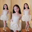 Đầm bé gái cúp ngực phối hoa nổi 3D sang chảnh, váy tiểu thư phong cách công chúa mẹ và bé diện tiệc sinh nhật