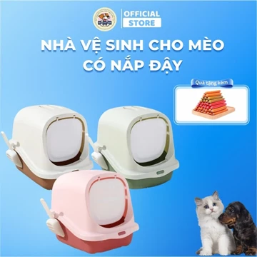 Nhà vệ sinh cho mèo có nắp đậy, nhà vệ sinh vỏ sò - Khay chậu cát vệ sinh cho mèo tiện lợi