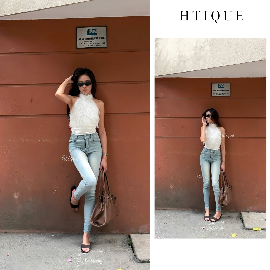 HTIQUE mở bán Quần jeans Skinny Denim Xanh Nhạt Tôn Dáng – Slim Fit Basic Chic, Quần jeans cạp cao tôn dáng QB10