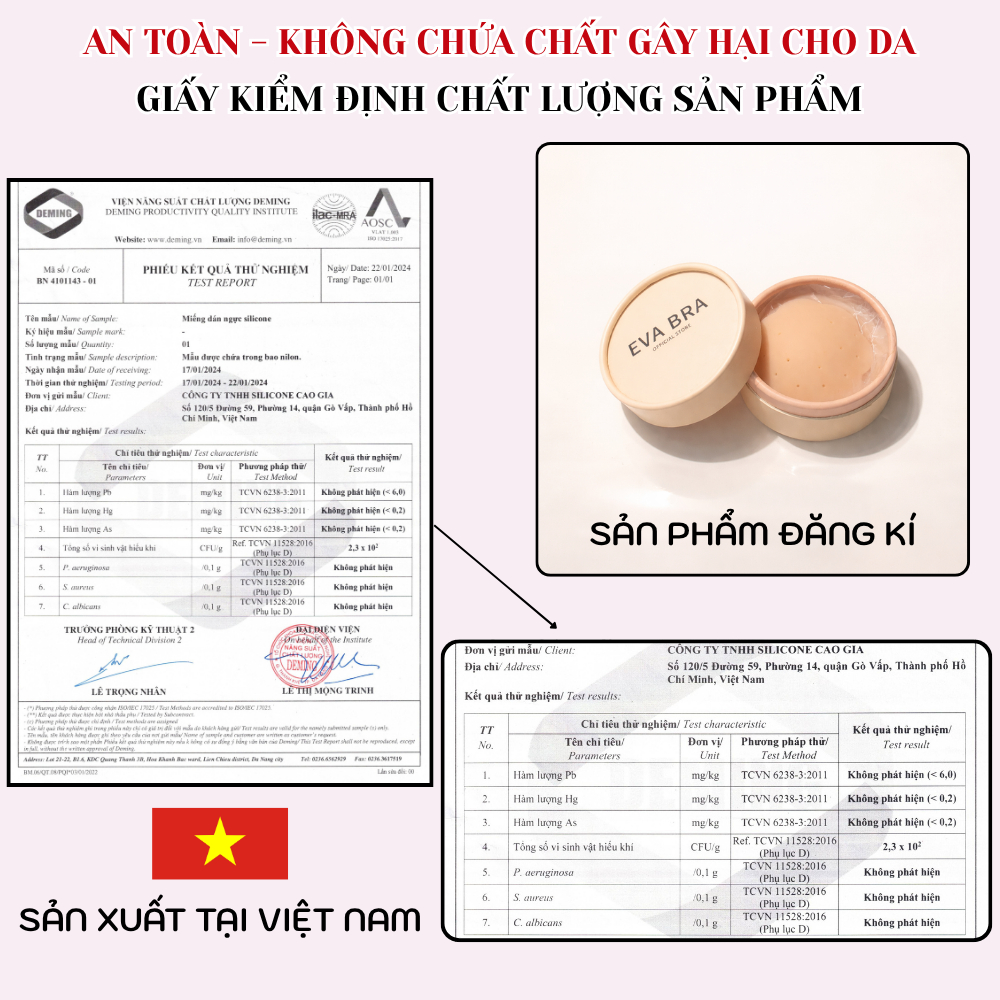 Miếng dán ngực silicon dán ti Hộp 3 cặp sử dụng nhiều lần EVABRA 550