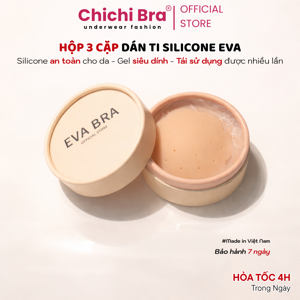 Miếng dán ngực silicon dán ti Hộp 3 cặp sử dụng nhiều lần EVABRA 550